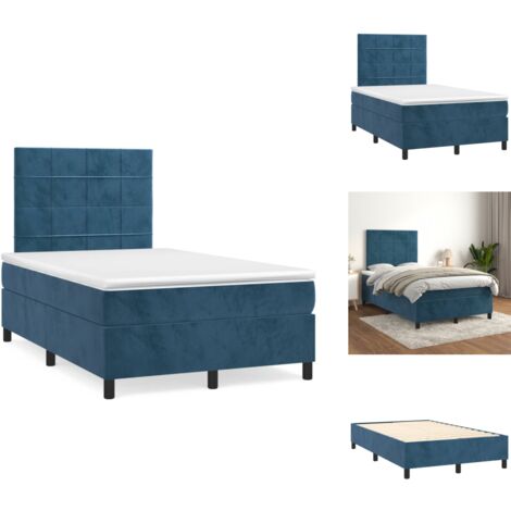 Boxspringbett mit Matratze Blau 120x190 cm Samt