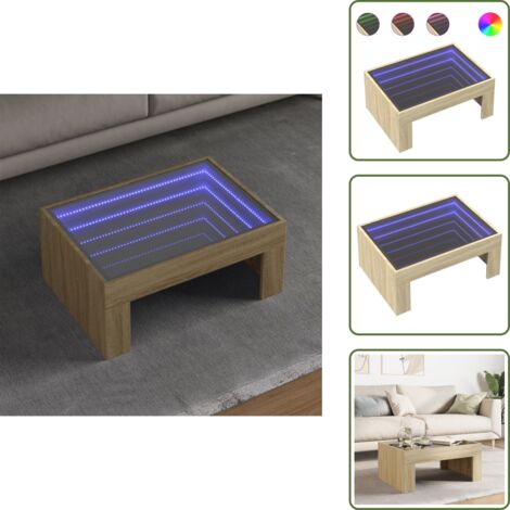Couchtisch mit Infinity-LED Sonoma-Eiche 70x50x30 cm - Couchtisch - Couchtische - Beistelltisch - Sofatisch (1/5)
