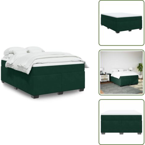 Boxspringbett mit Matratze Dunkelgrün 140x200 cm Samt - Samtbett - Boxspringbett - Doppelbett - Bettauflage - Matratze (1/5)