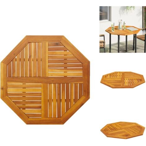 Achteckige Tischplatte Akazie Massivholz - 60x60x2cm Natur