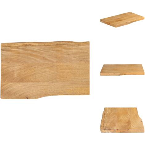 Massivholz Tischplatte Mango 50x40x2,5cm - Naturkante Für Individuellen Tischbau