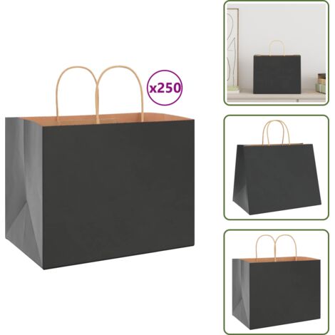 Papiertragetaschen 250 Stk. mit Henkeln Schwarz 32x22x24 cm ...