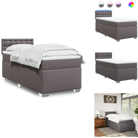 Boxspringbett In Dunkelgrau – Samtbezug, 80x200 Cm, Mit Sperrholzlatten & Stabilen Beinen