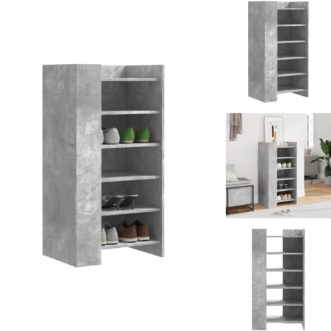 Schuhschrank Betongrau 52x37,5x100 cm Holzwerkstoff - Schuhschrank - Schrank - Garderobe - Aufbewahrung - Organisation (1/5)
