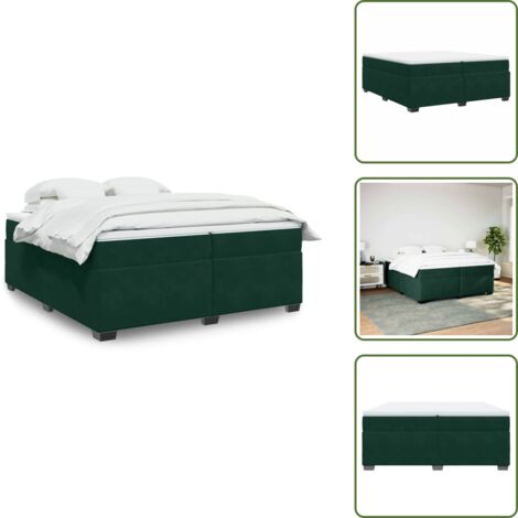 Boxspringbett mit Matratze Dunkelgrün 200x200 cm Samt - Samtbett - Boxspringbett - Doppelbett - Bettauflage - Liegekomfort (1/5)