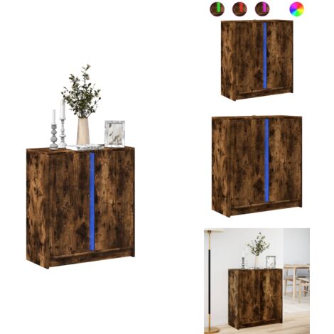 Sideboard Räuchereiche 88x30x70 Cm - Moderne Anrichte Mit 4 Fächern