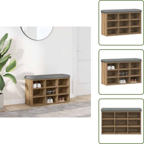 VidaXL Schuhbank / Schuhschrank Mit Sitzbank – Fl Produktbild-Vorschau 2
