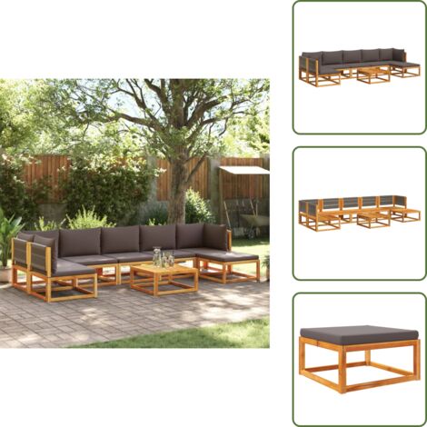 8-tlg. Garten-Sofagarnitur mit Kissen Massivholz Akazie - Gartenmöbel - Esszimmerset - Holztisch - Holzsitzgelegenheit - Outdoor Möbel (1/5)