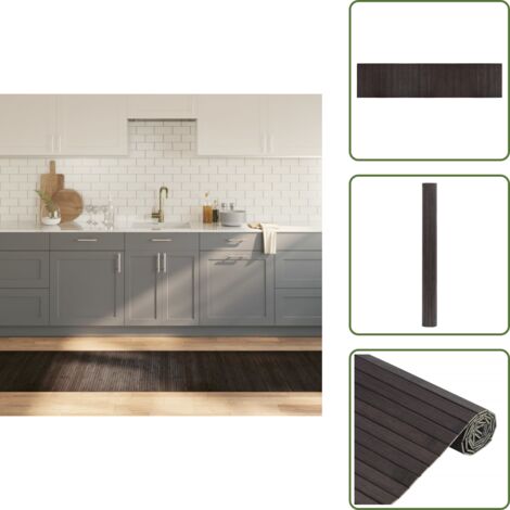 Teppich Rechteckig Dunkelbraun 70x300 cm Bambus - Bambus Teppich - Naturfaser Teppich - Wohnraum Teppich - Flur Teppich - Rutschfeste Oberfläche (1/5)