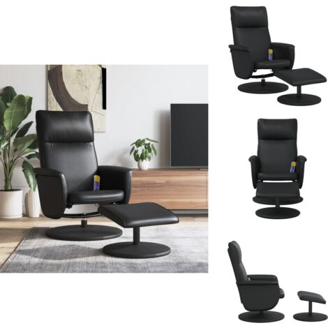 Massagesessel Mit Fußhocker Schwarz Samt - Massage Stuhl - Relaxstuhl