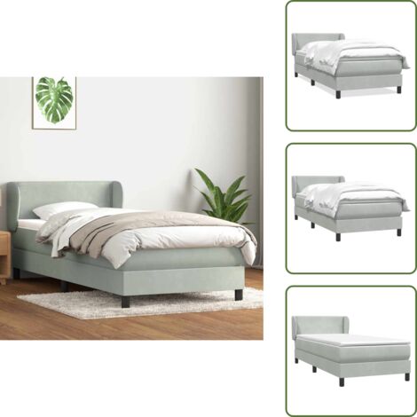 Boxspringbett mit Matratze Hellgrau 80x210 cm Samt main image 0