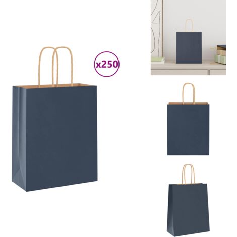 Papiertragetaschen 250 Stk. mit Henkeln Blau 18x8x22 cm ...