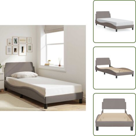 Bettgestell mit Kopfteil ohne Matratze Taupe 90x190 cm Stoff