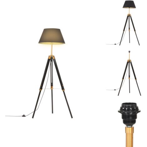 Atmosphera Stativlampe Levon – Schwarz, Mit Beigem Strohschirm, Höhe 51 Cm, E27 Fassung, Metall