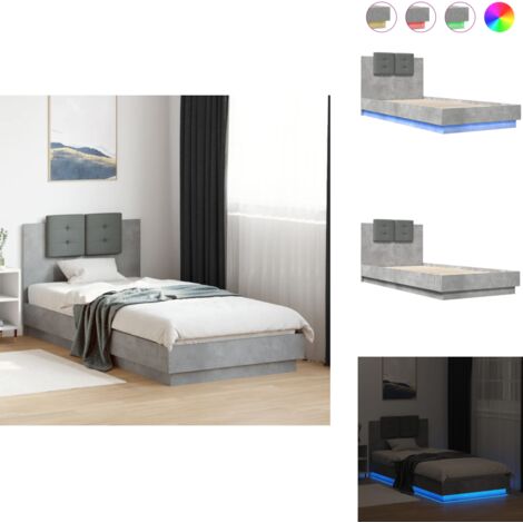 JUMMICO Metallbett 140x215cm - Doppelbett Mit LED-Beleuchtung & Stoffkopfteil