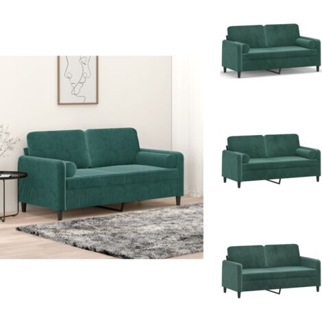 SKM 3-Sitzer Sofa 180cm Dunkelgrün Samt - Modernes Wohnzimmer Sofa