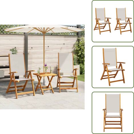 Gartenstühle 2 Stk. Klappbar Massivholz Akazie und Textilene - Gartensessel - Gartenmöbel - Holzsessel - Akzidenzholzmöbel - Outdoor Möbel (1/5)
