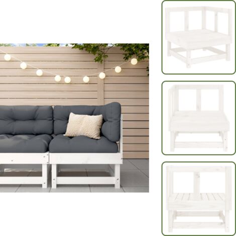 Garten-Ecksofa Weiß Massivholz Kiefer - Gartensofa - Eckbank - Holzmöbel - Gartenmöbel - Lounge Set (1/5)