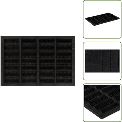 Fußmatte Rechteckig 40x60 cm Gummi und Kokosfaser - Gummi Fußmatte - Kokosfaser Matte - Türmatte - Eingangsmatte - Rutschfest (1/5)