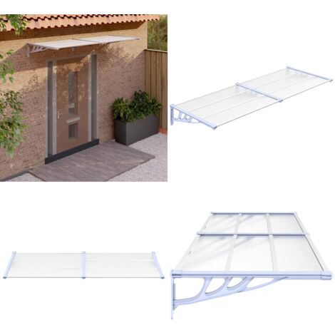 Türvordach Grau und Transparent 239x90 cm Polycarbonat - Türvordach - Markise - Hausdurchgangsschutz - Wetterschutz - Polycarbonat - Home & Living (1/5)