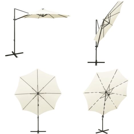 Ampelschirm mit LED-Beleuchtung 300 cm Sandweiß - Sonnenschirm - Gartenmöbel - Terrasse - Außenbeleuchtung - LED-Schirm - Home & Living (1/5)