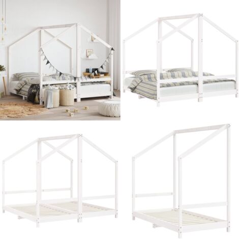 Kinderbett Weiß 2x(80x160) cm Massivholz Kiefer - Kinderbett - Holzkinderbett - Kiefernholzbette - Jugendzimmer - Kinderzimmereinrichtung - Home & Living
