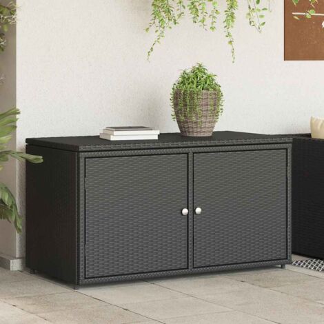Gartenschrank Schwarz 110x55x60,5 cm Poly Rattan - Outdoor-Schrank ...