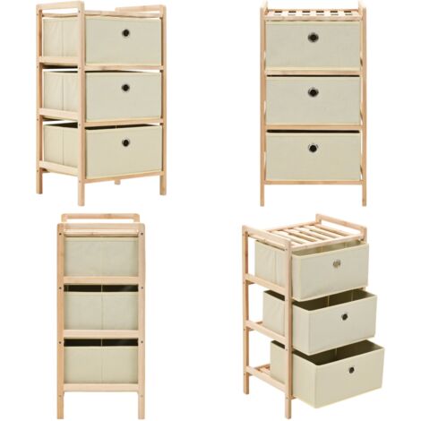 Korb-Kommode mit 3 Stoffkörben Zedernholz Beige - Beistelltisch - Holzregale - Aufbewahrungslösung - Wohnzimmer Dekoration - Kommode Mit Körben - Home & Living