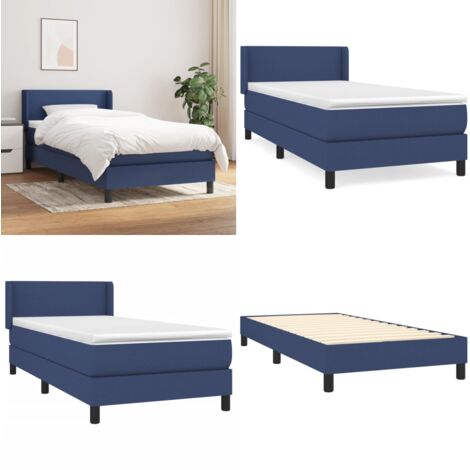 Boxspringbett mit Matratze Blau 100x200 cm Stoff - Boxspringbett - Doppelbett - Schlafraum - Blau - Bettauflage - Home & Living (1/5)