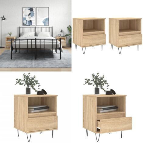 Artisan Eiche Nachttisch Set 2er Massivholz 45x34x47 Cm Modernes Schlafzimmer Mit Stauraum