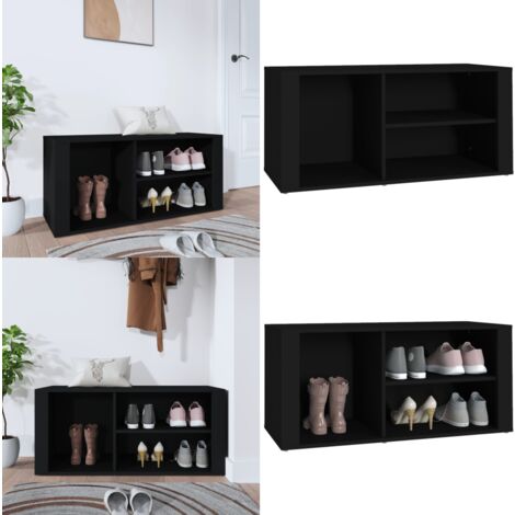 Schuhregal Schwarz 100x35x45 cm Holzwerkstoff - Schuhschrank - Schuhregal - Holzwerkstoff Möbel - Garderobe - Flurmöbel - Home & Living (1/5)