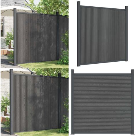Zaunelement WPC Grau 180x186 cm - Gartenzaun - Sichtschutzzaun - WPC Zaun - Alu Zaun - Wetterfest - Home & Living