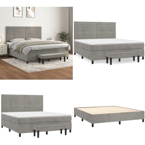 Boxspringbett mit Matratze Hellgrau 160x200 cm Samt - Samtbett - Boxspringbett - Doppelbett - Bettauflage - Bettdecke - Home & Living (1/5)