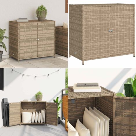 Gartenschrank Beige 83x45x76 cm Poly Rattan - Outdoor-Schrank ...