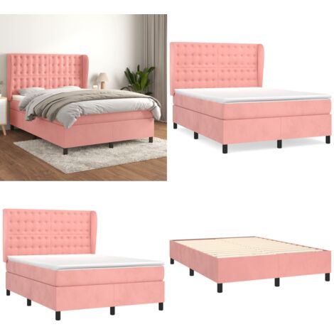 Boxspringbett Rosa Boxspringbett mit Matratze Rosa 140x200 cm Samt - Samtbett ...