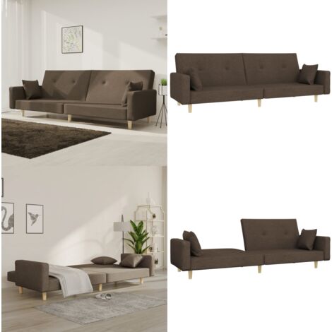 Schlafsofa 2-Sitzer mit 2 Kissen Taupe Stoff - Schlafsofa - Couchsofa - Gästebett - Wohnraumgestaltung - Gemütlich - Home & Living (1/5)
