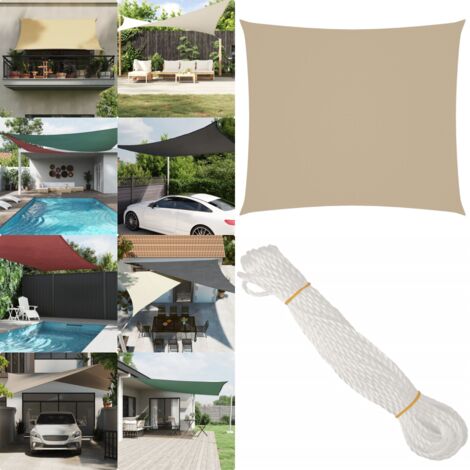 Sonnensegel Rechteckig 2,5x8 M – UV-Schutz 95%, Polyester, Wasserdicht, Mit 4 Befestigungsseilen
