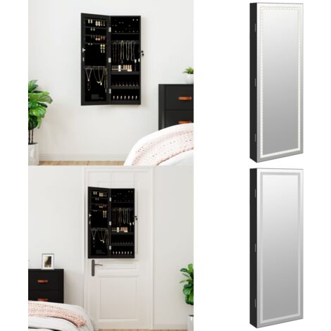 VidaXL Spiegel Schmuckschrank Mit LED Beleuchtung - 90cm Großer Wandspiegel Mit Stauraum