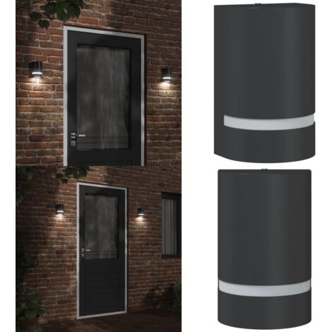 LED Außenleuchte Wandlampe Fassadenlampe Edelstahl Laterne Schwarz Gartenleuchte IP44, Metall