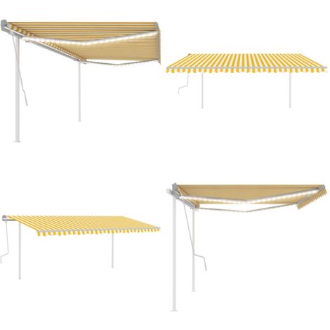 VidaXL Markise Gelb-weiß 4x3m - Sonnenschutz Für Terrasse & Balkon
