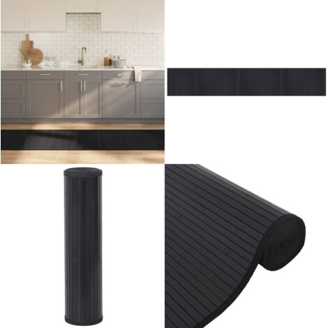 Teppich Rechteckig Schwarz 70x400 cm Bambus - Bambus Teppich - Wohnraumteppich - Flurmatte - Rechteckiger Teppich - Schwarz - Home & Living (1/5)