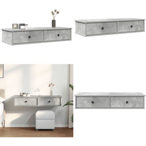 vidaXL Wandschap met lades 100x37,5x19 cm bewerkt hout betongrijs, wandplank met kast, wandgemonteerde opbergkast, wandopberger, wandopbergkast