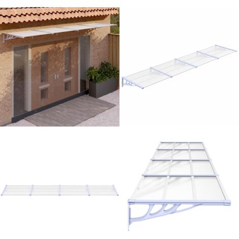 Türvordach Grau und Transparent 396x90 cm Polycarbonat - Türvordach - Haustürüberdachung - Schutzvor Den Elementen - Polycarbonat - Wit Transparent - Home & Living (1/5)