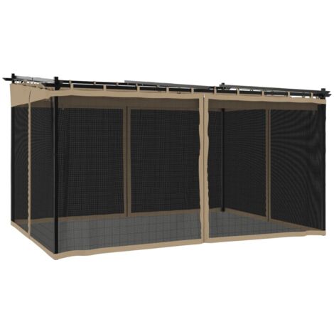 Pavillon mit Netzwnden Taupe 4x3 m Stahl - Gartenzauber - Outdoor ...