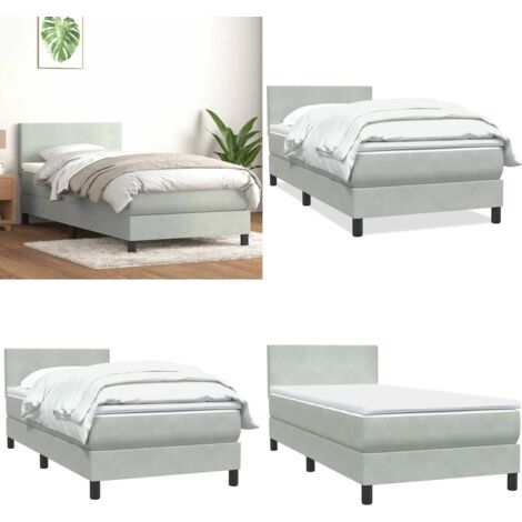 Boxspringbett mit Matratze Hellgrau 80x210 cm Samt main image 1