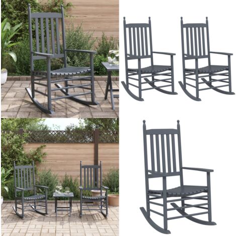 Schaukelstühle mit Gebogenen Sitzen 2 Stk. Grau Pappelholz - Holz Gartenmöbel - Gartenstuhl - Schaukelstuhl - Outdoor Möbel - Balkonmöbel - Home & Living