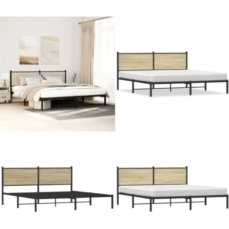 Metallbett ohne Matratze Sonoma-Eiche 193x201 cm