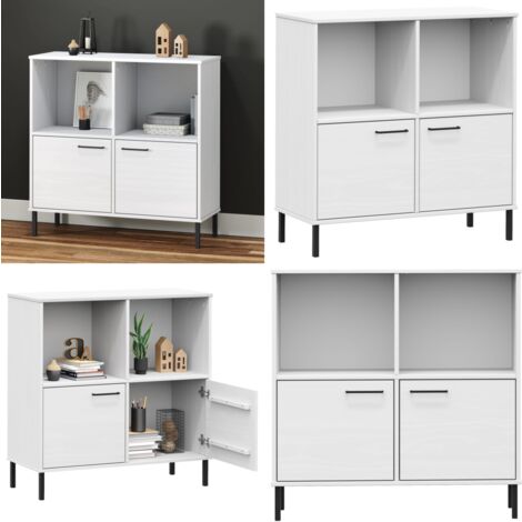Bücherregal OSLO mit Metallbeinen Weiß 90x35x90,5 cm Massivholz - Buche Regal - Holzkasten - Bücherständer - Massivholzmöbel - Wohnzimmereinrichtung - Home & Living (1/5)