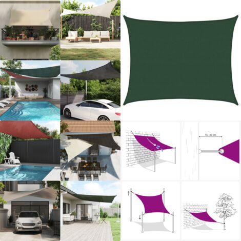 Sonnensegel 160 g/m² Dunkelgrün 6x7 m HDPE - Sonnensegel - HDPE Sonnensegel - Gartensonnensegel - Terrassenüberdachung - Balkonschutz - Home & Living