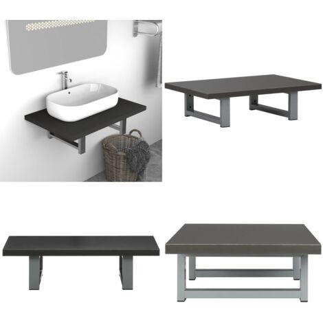 Badmöbel Grau 60x40x16,3 cm - Badezimmerwandregal - Badregale - Holzwerkstoffregal - Metallregal - Grau - Home & Living